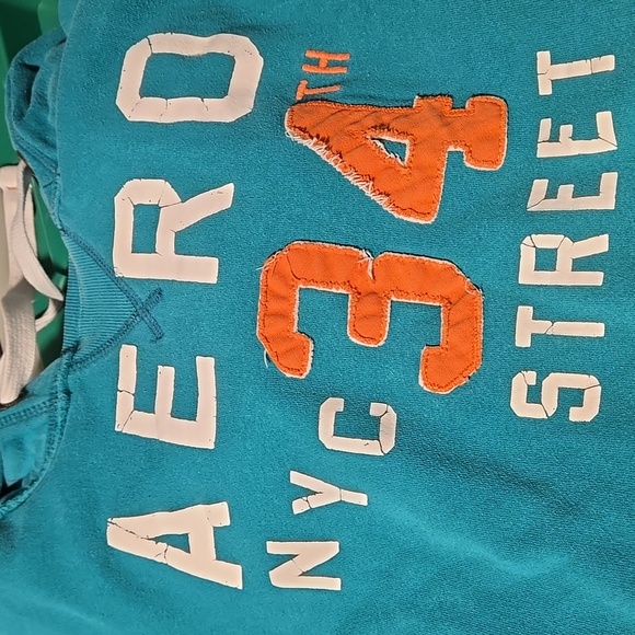Y2K Aeropostale "AERO NYC 34th Street" Teal Hoodie - Picture 12 of 13